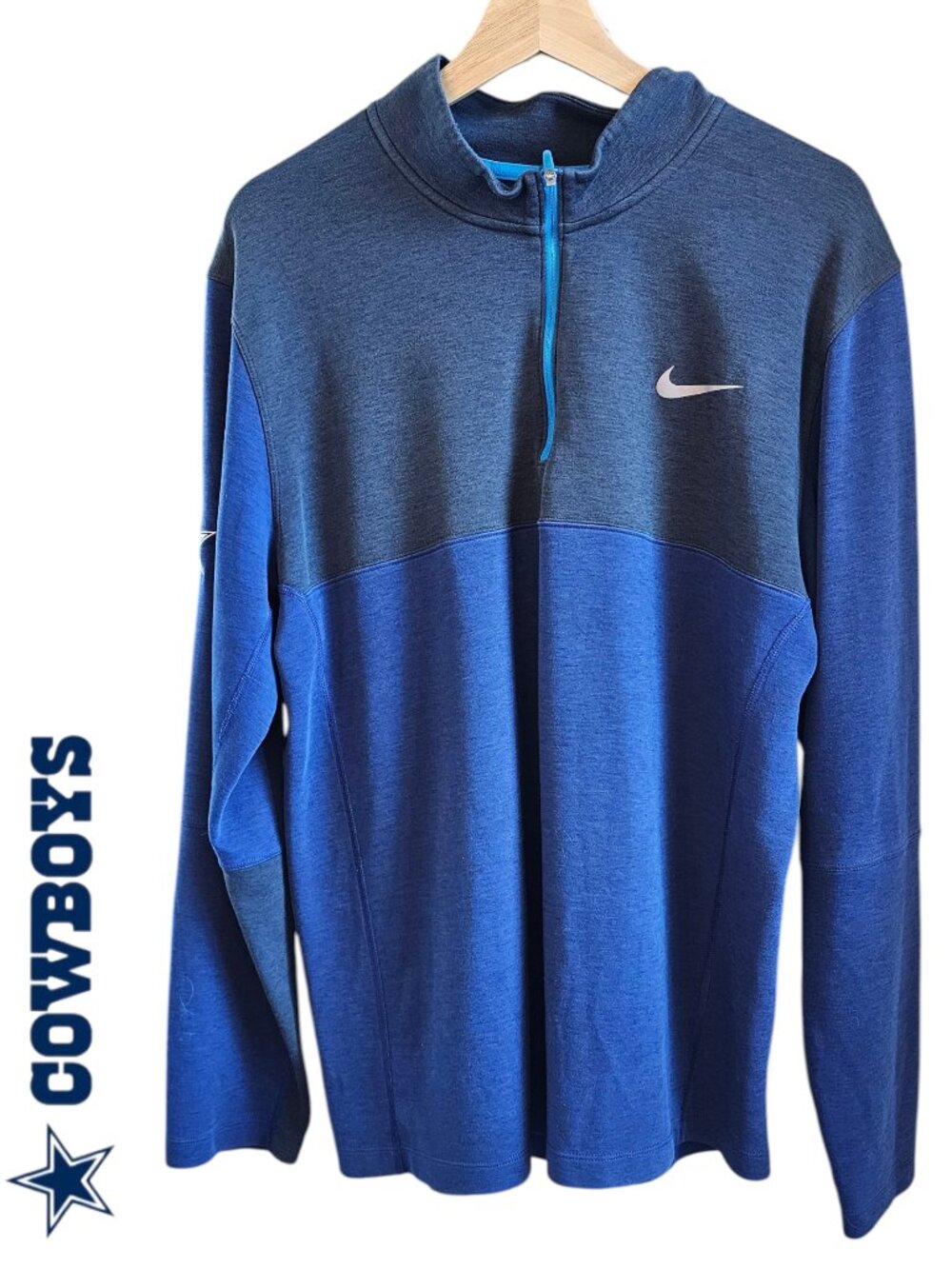 Nike L Dallas Cowboys 1/4 Zip Long Sleeve Pullover Shirt Blue